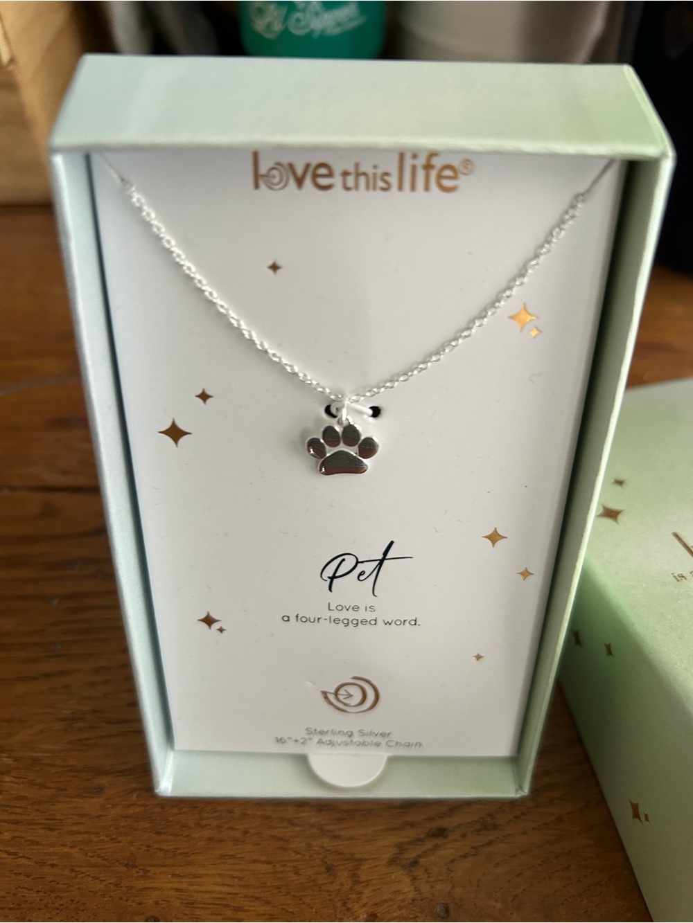 Love This Life Sterling Silver Paw Print Necklace - Silver